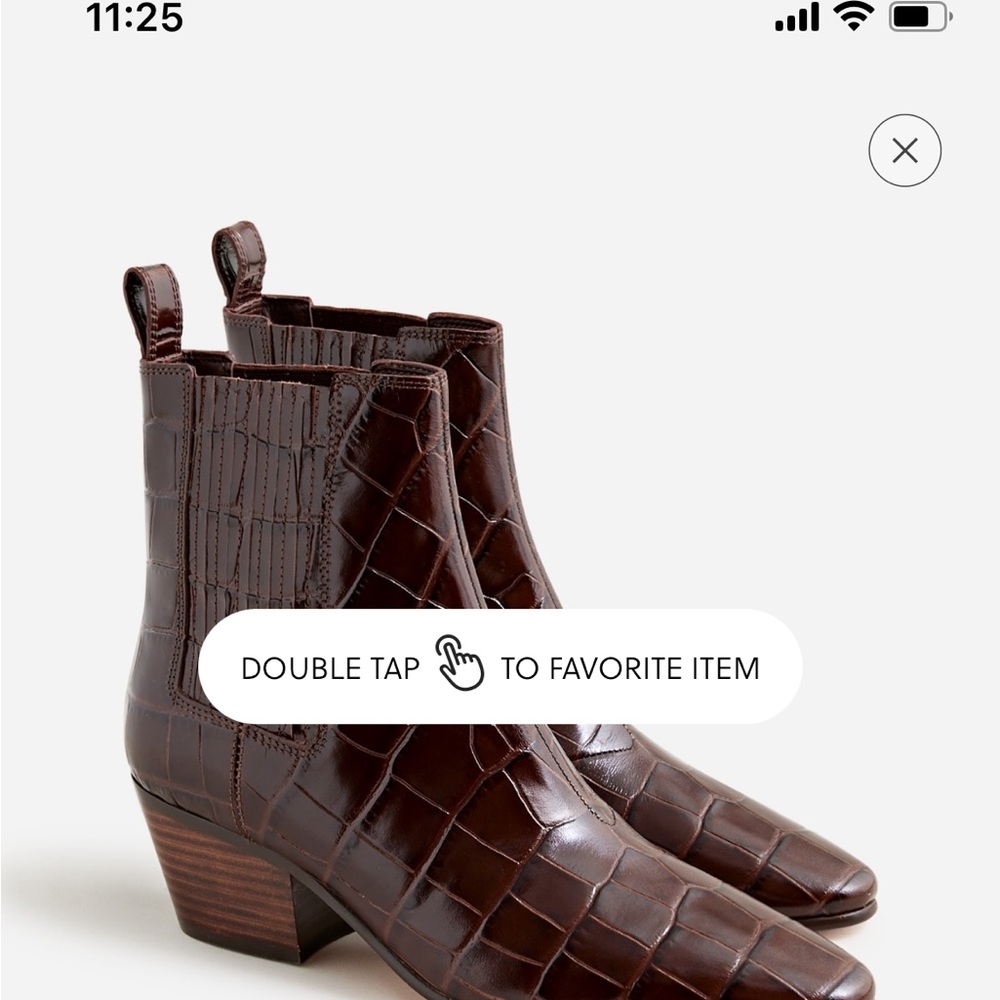 Piper ankle boots in Italian croc-embossed leather.